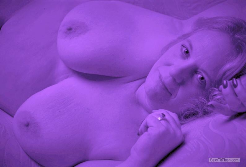 Tit Flash: Wife's Very Big Tits - Topless Misscandy from United Kingdom